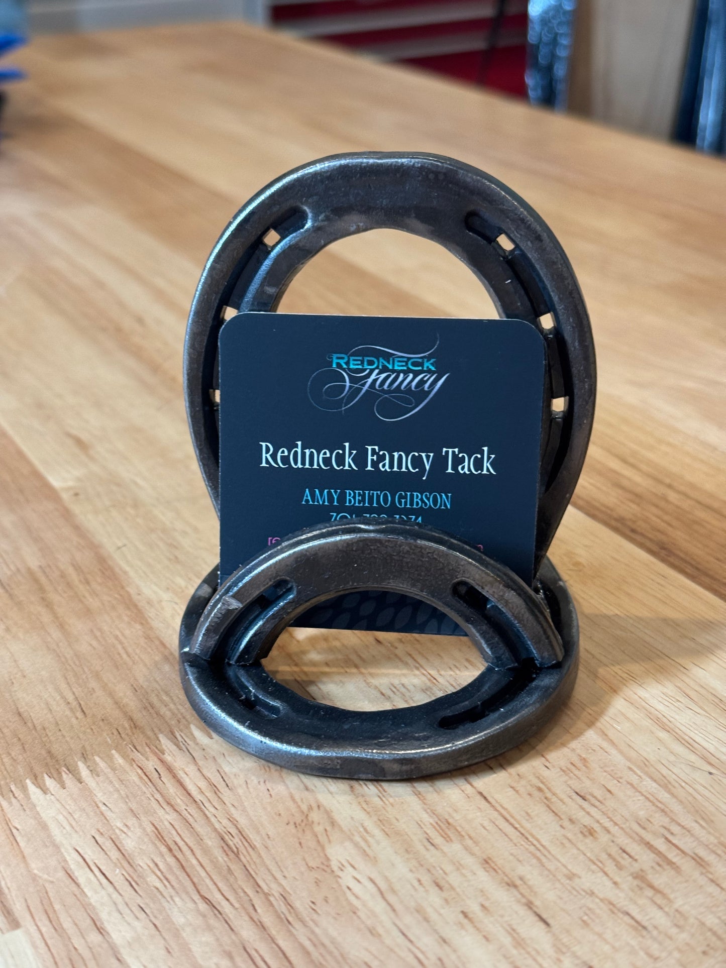 Horseshoe business card holder