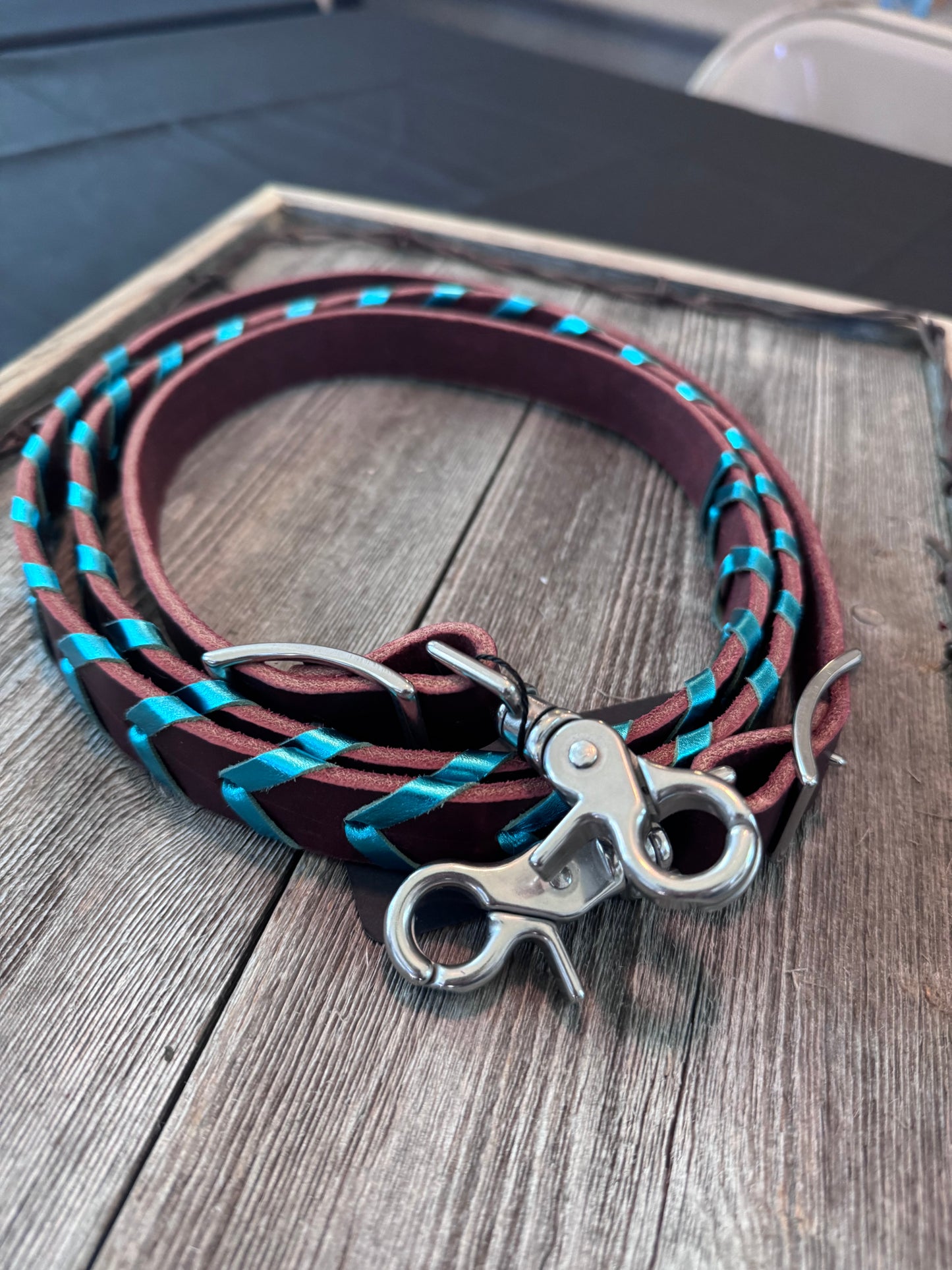 Leather Laced Roping Rein - Pony-size