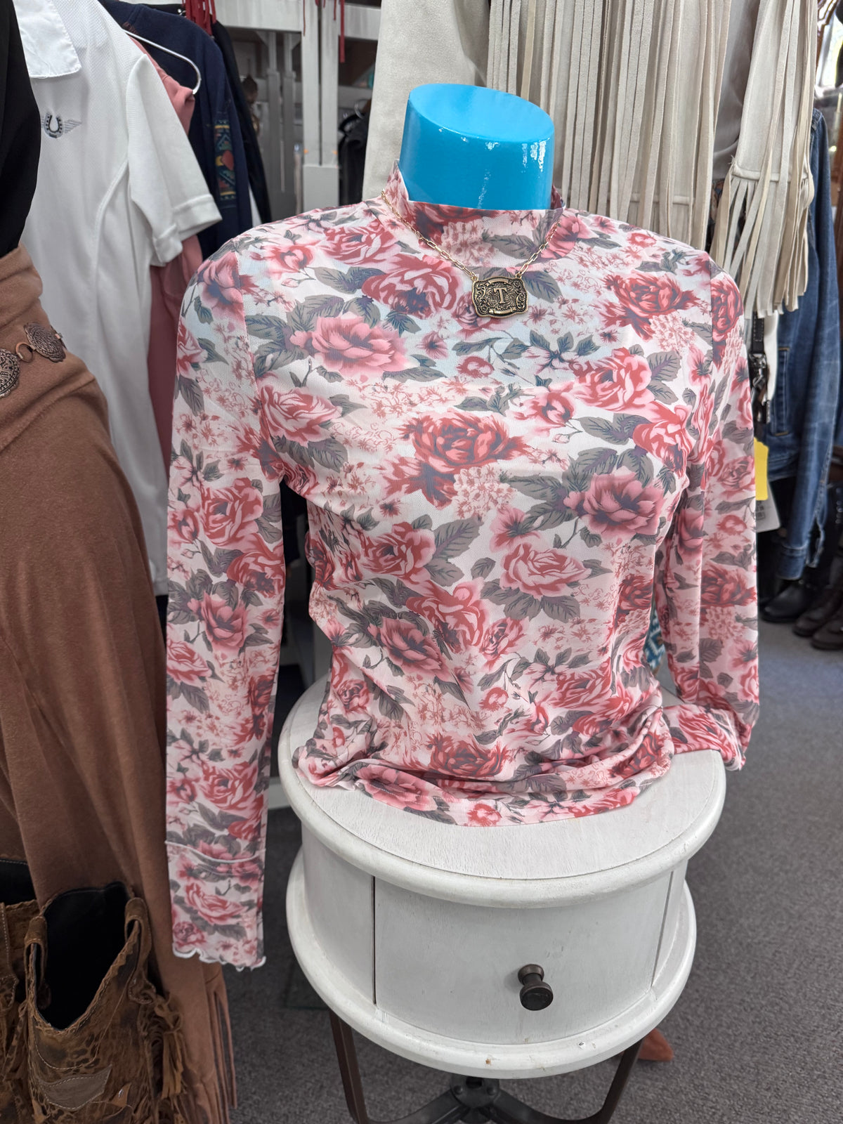 LDC Floral Mesh Long Sleeve Top