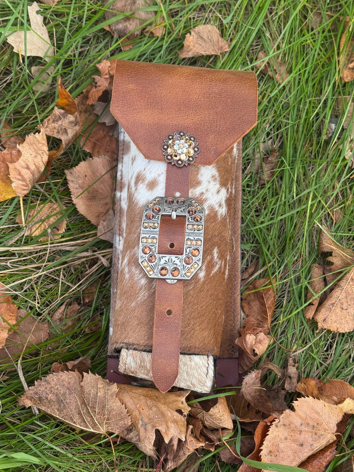 Cowhide Bottle Holder Lg bling