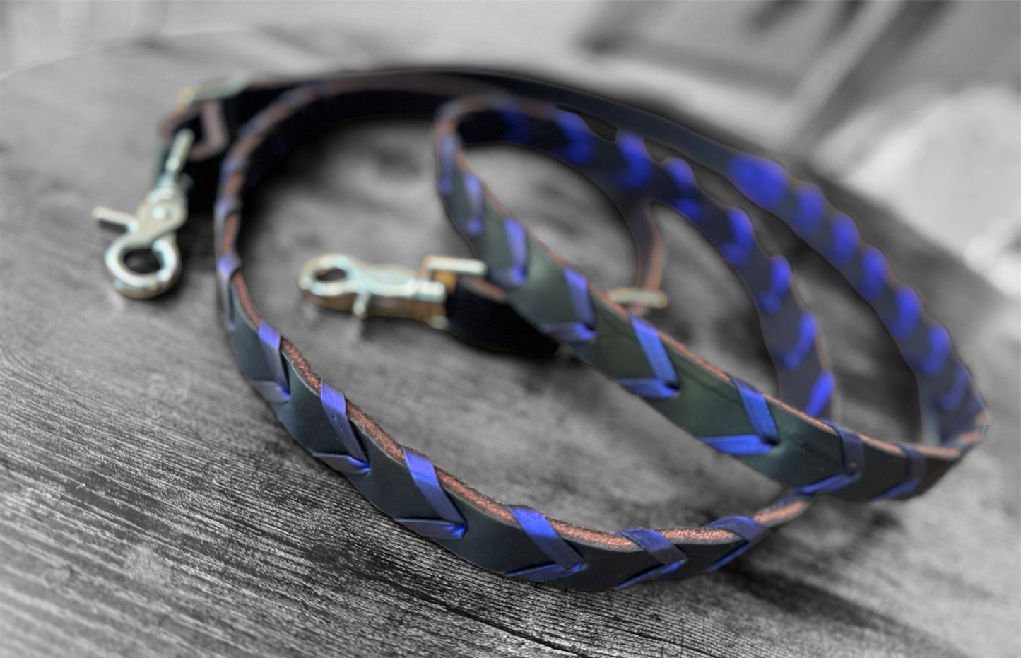 Indigo Leather Laced Roping Reins