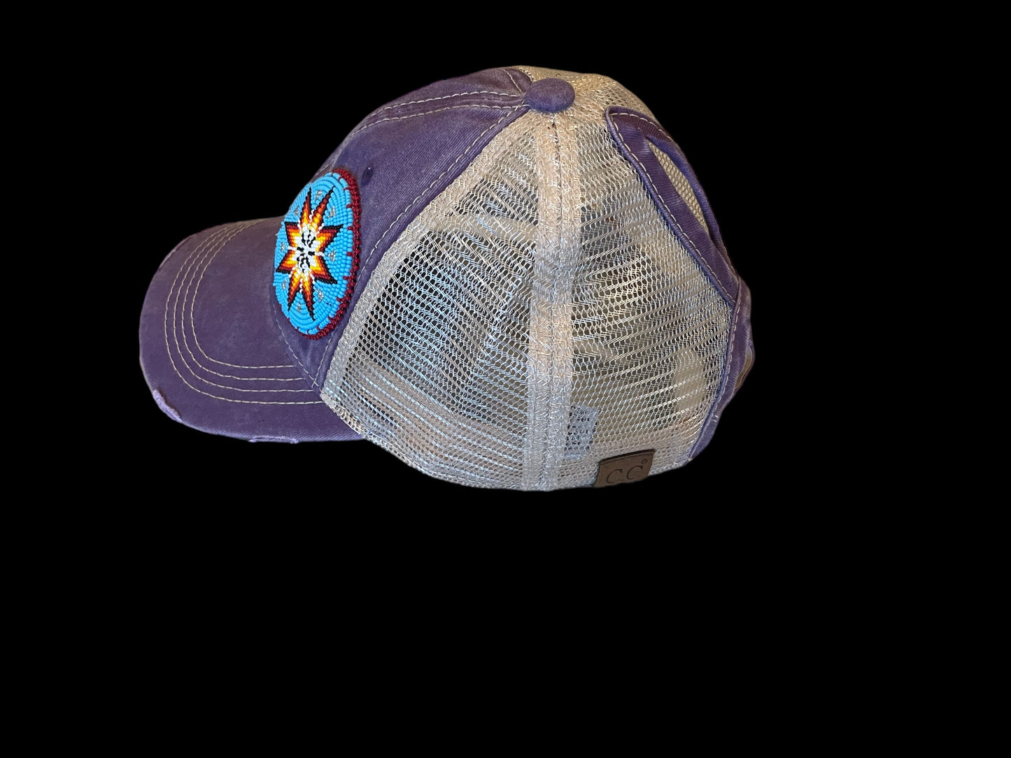 Purple beaded hat