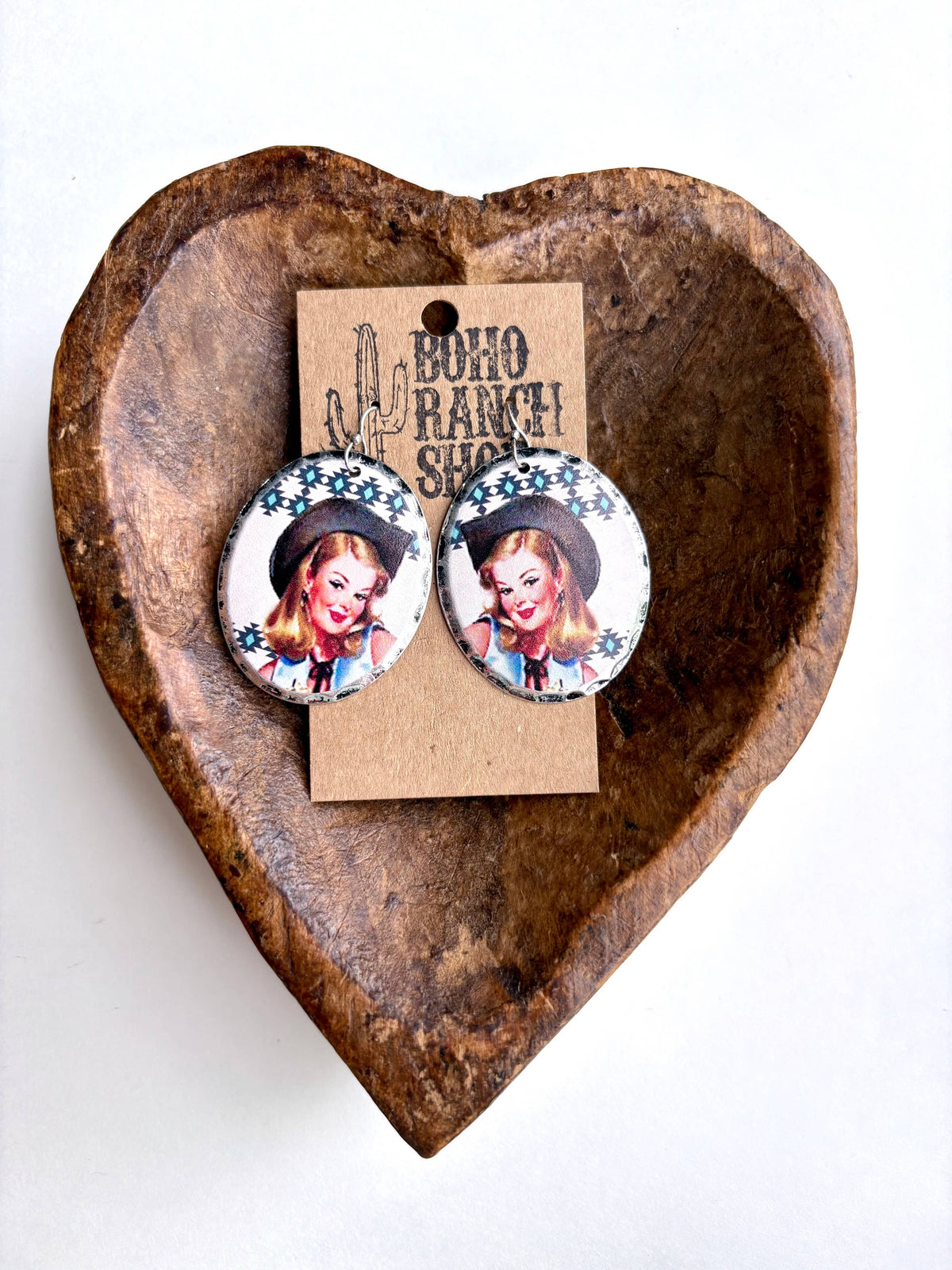 Teardrop Western Printed Dangle Drop Earrings