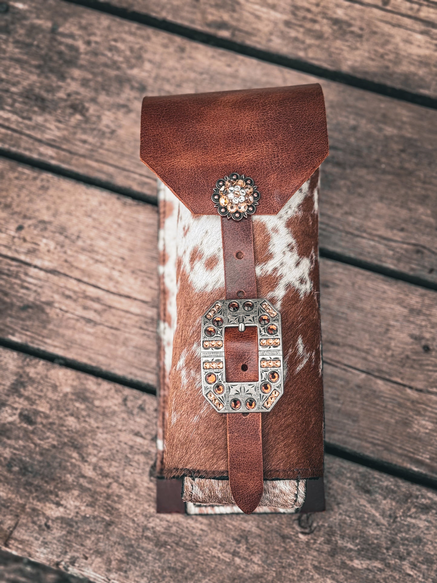 Cowhide Bottle Holder Lg bling