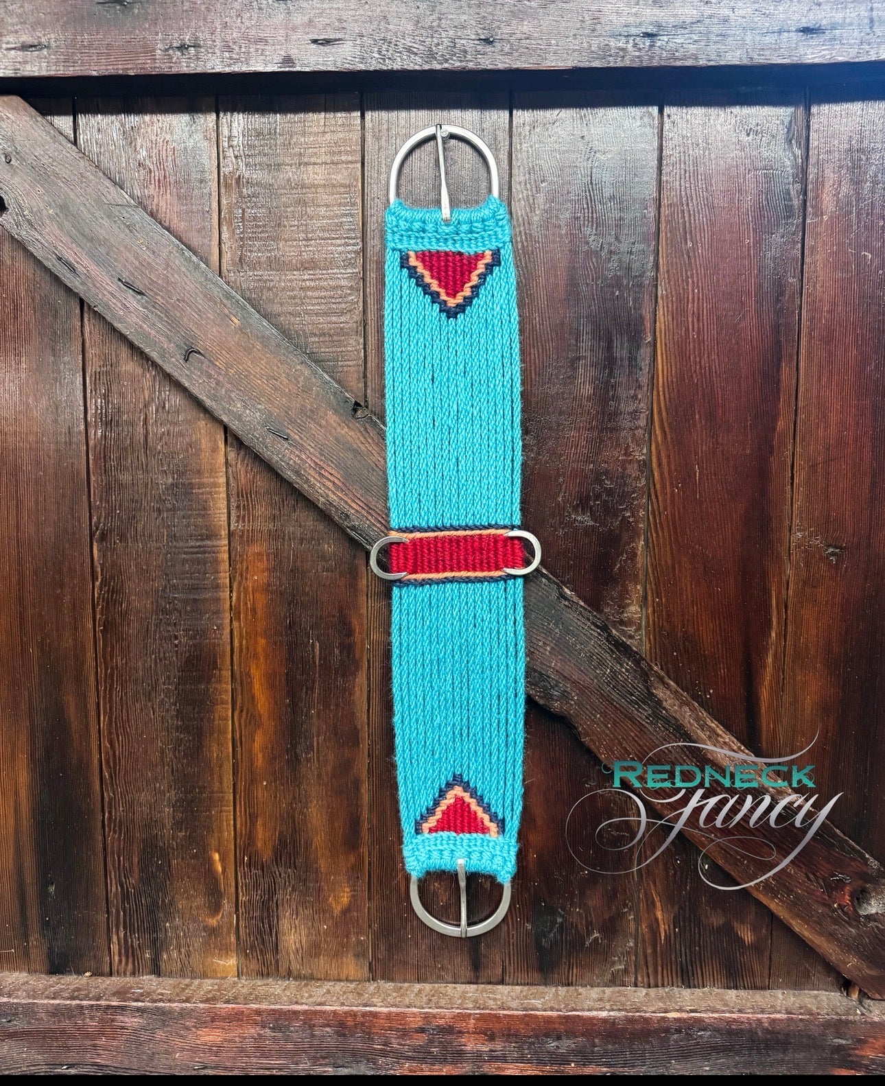 30” Mohair 17-Strand Turquoise Straight Cinch