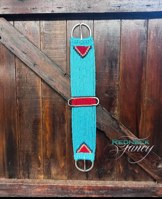 30” Mohair 17-Strand Turquoise Straight Cinch