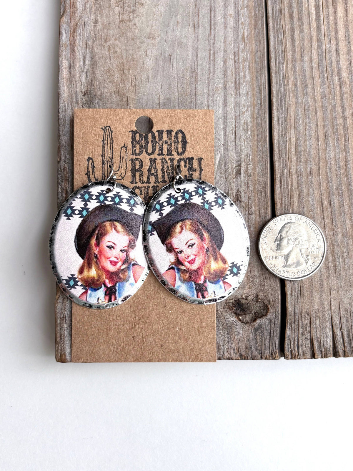 Teardrop Western Printed Dangle Drop Earrings