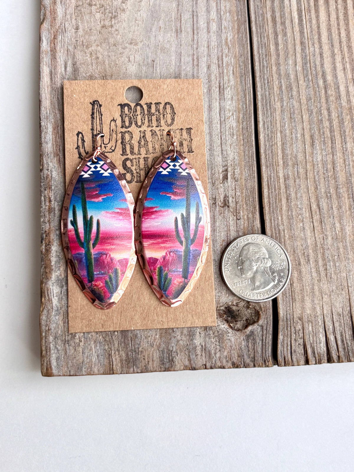 Teardrop Western Printed Dangle Drop Earrings