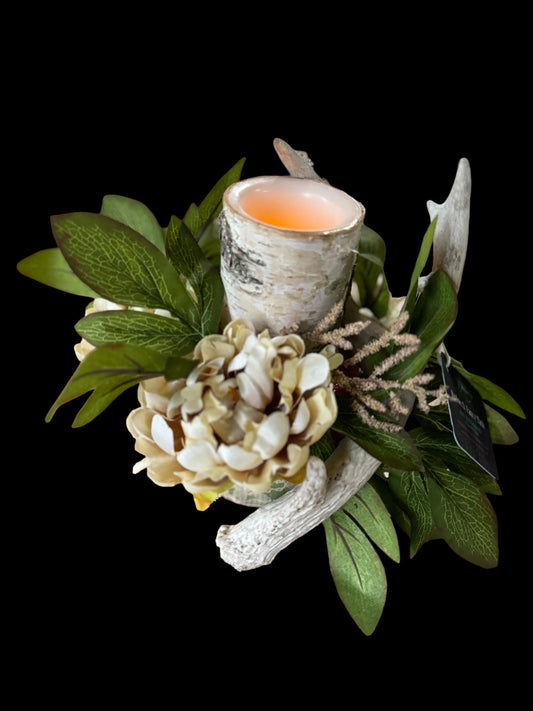 Candle with Antler Decoration