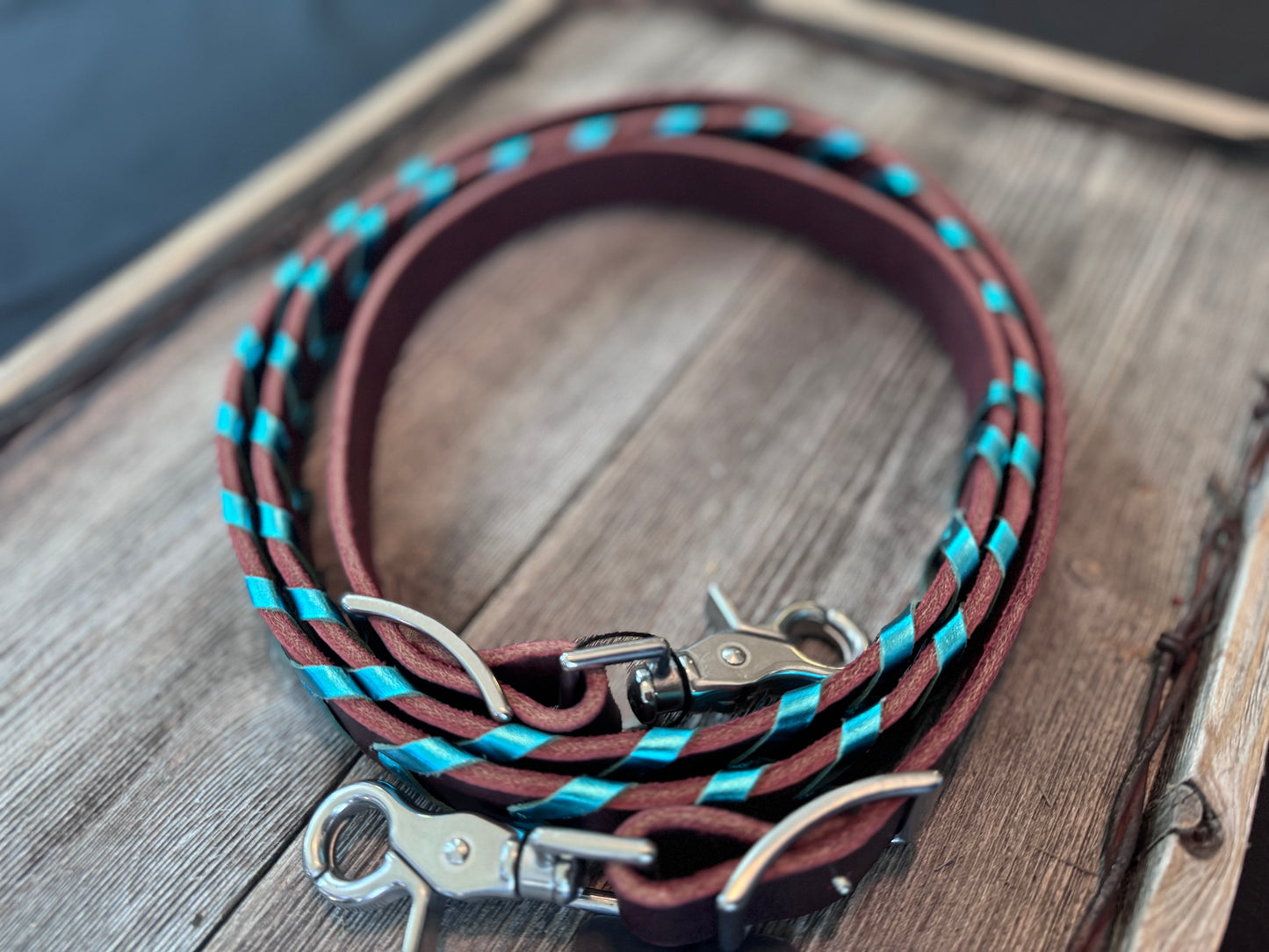 Leather Laced Roping Rein - Pony-size