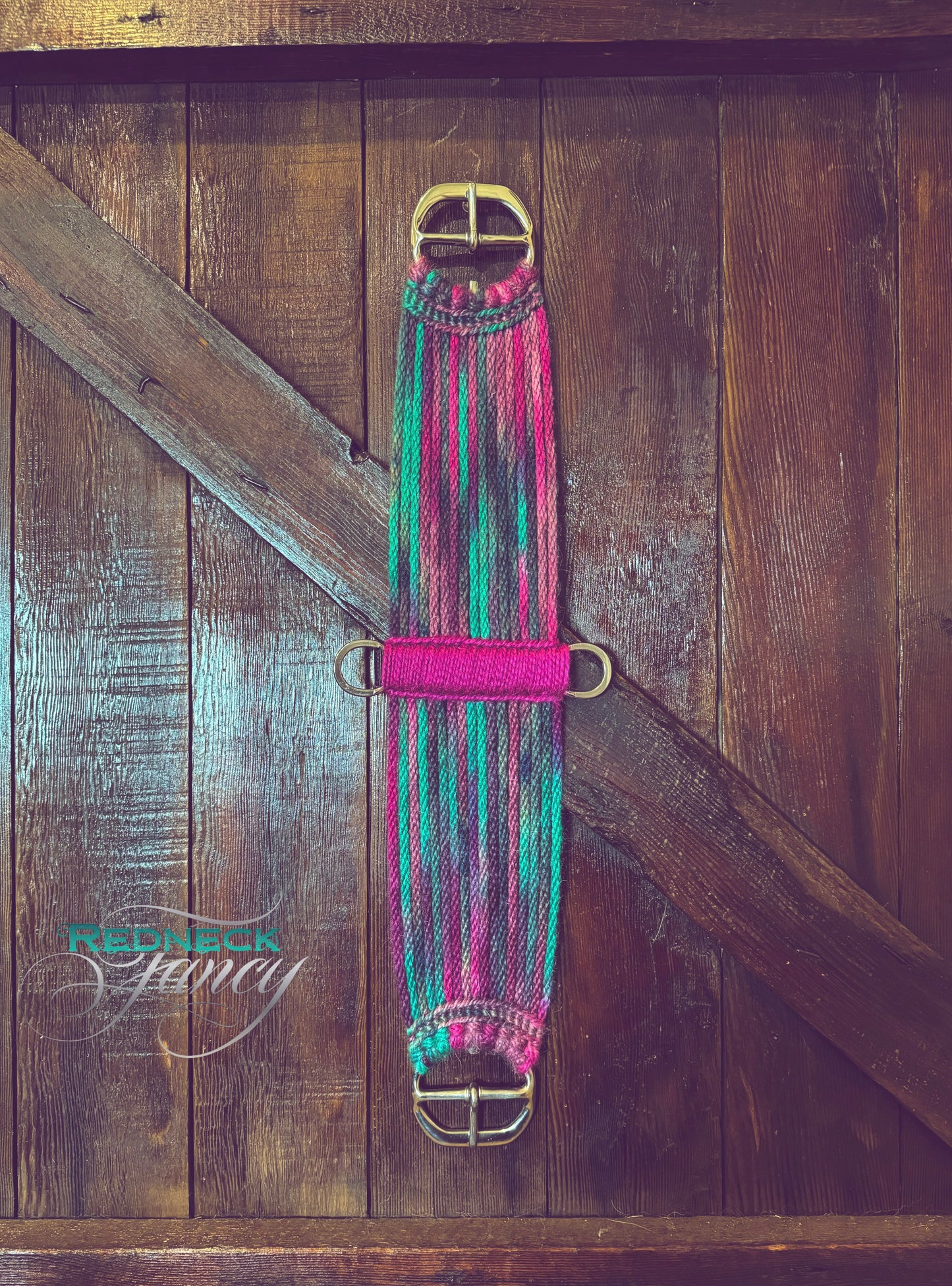 28” Mohair Straight Cinch (fuchsia/turquoise tie-dye)