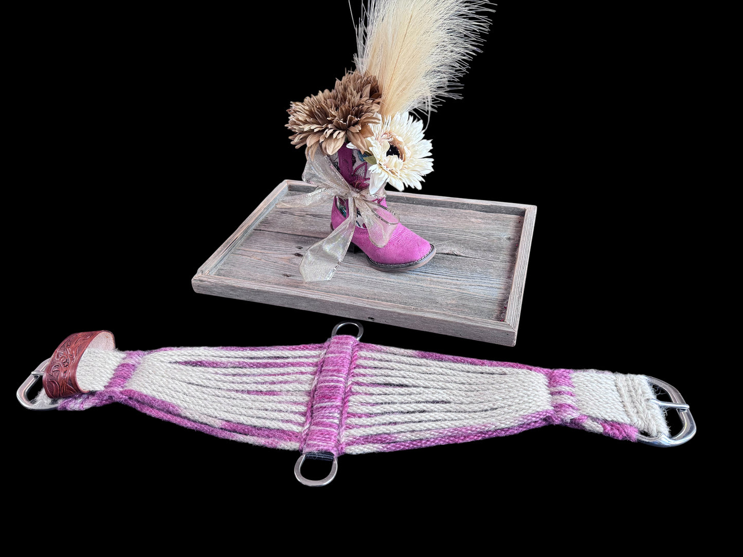 29” Mohair Roper Cinch- Raspberry & Cream