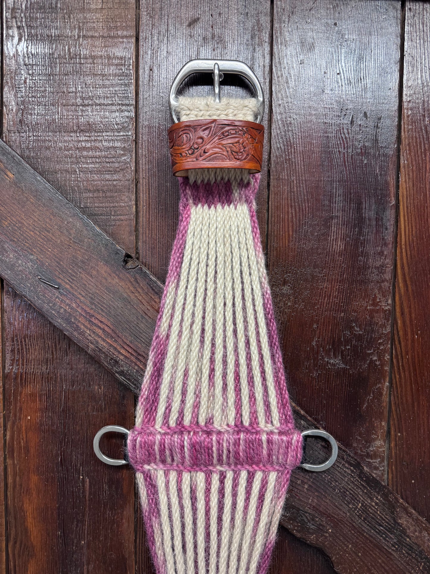 29” Mohair Roper Cinch- Raspberry & Cream