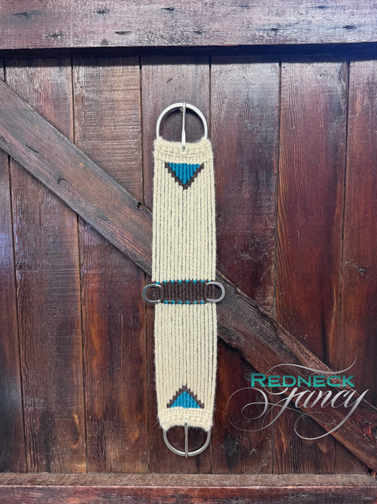 27” Mohair 17-Strand Straight Cinch - Sorrel Brown/Teal