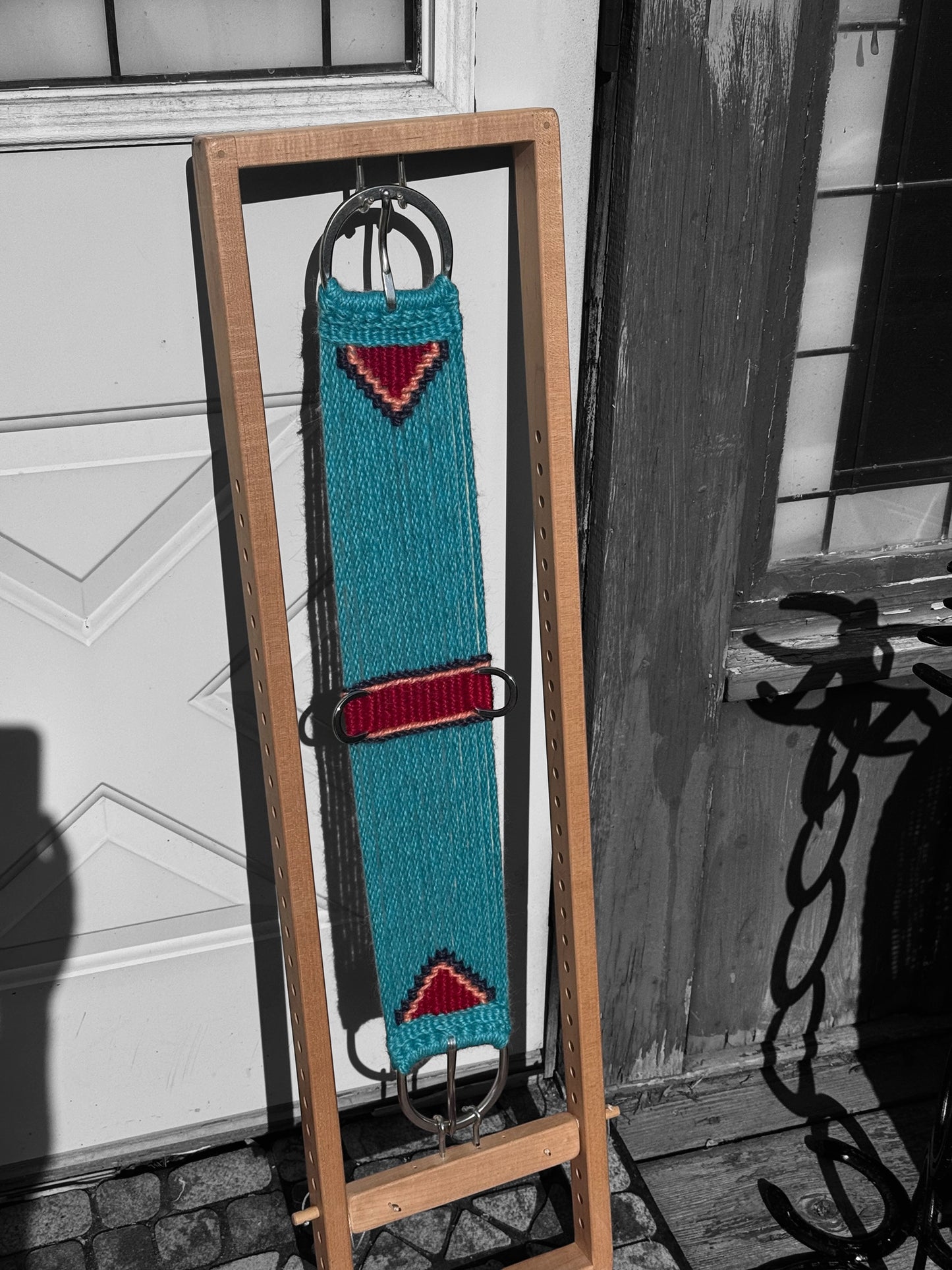 30” Mohair 17-Strand Turquoise Straight Cinch