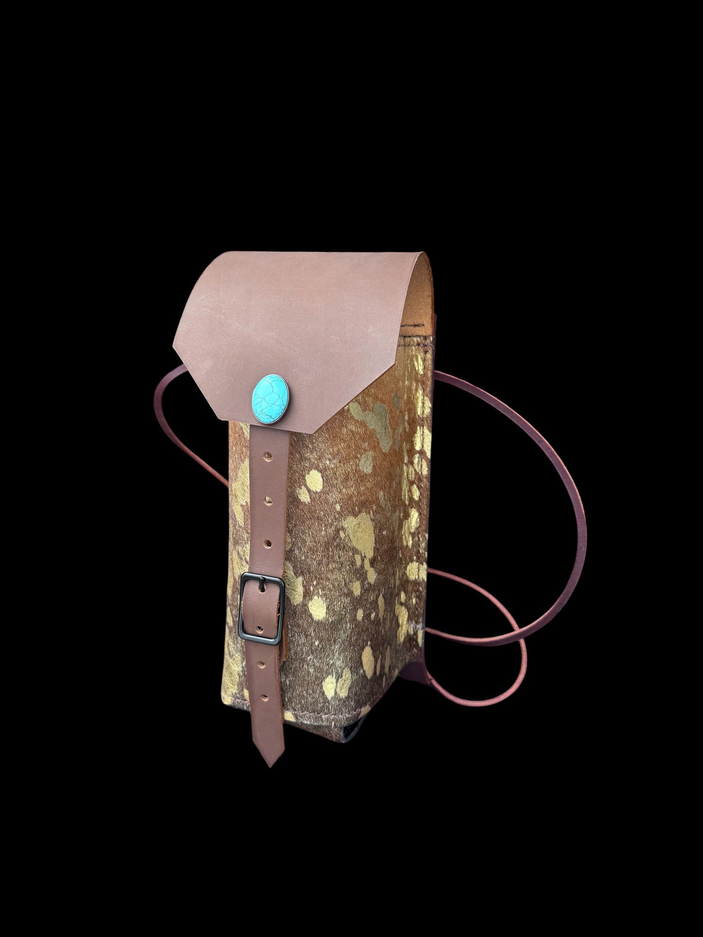 Cowhide Bottle Holder Lg - Acid Wash