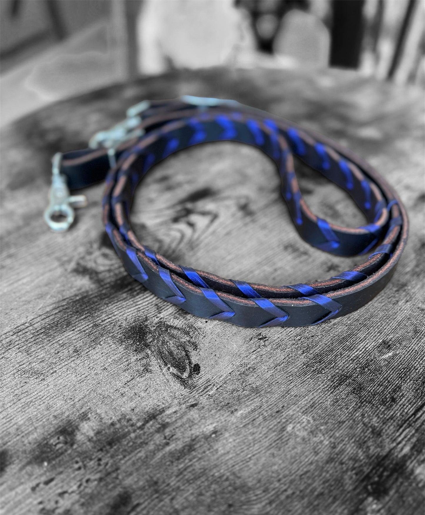 Indigo Leather Laced Roping Reins