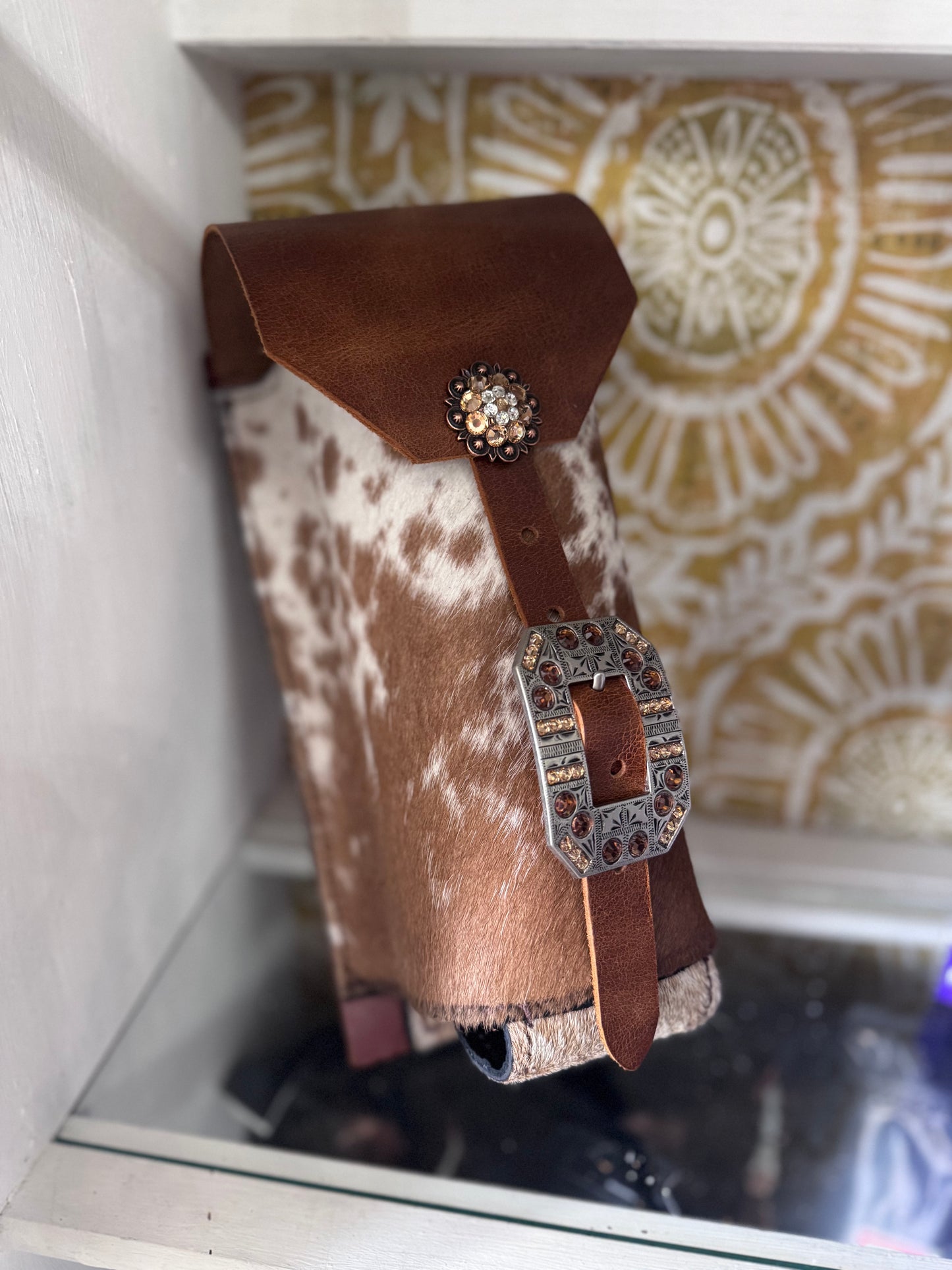 Cowhide Bottle Holder Lg bling