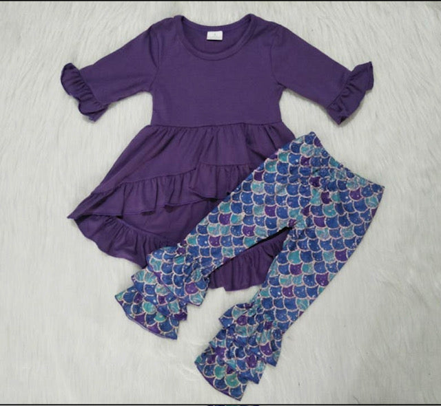 Infant purple mermaid ruffle outfit